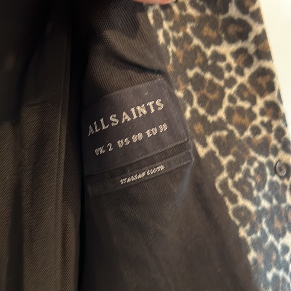 All Saints - Leopard print mid-coat, wool size 00, UK 2 Brand New - Picture 3 of 6